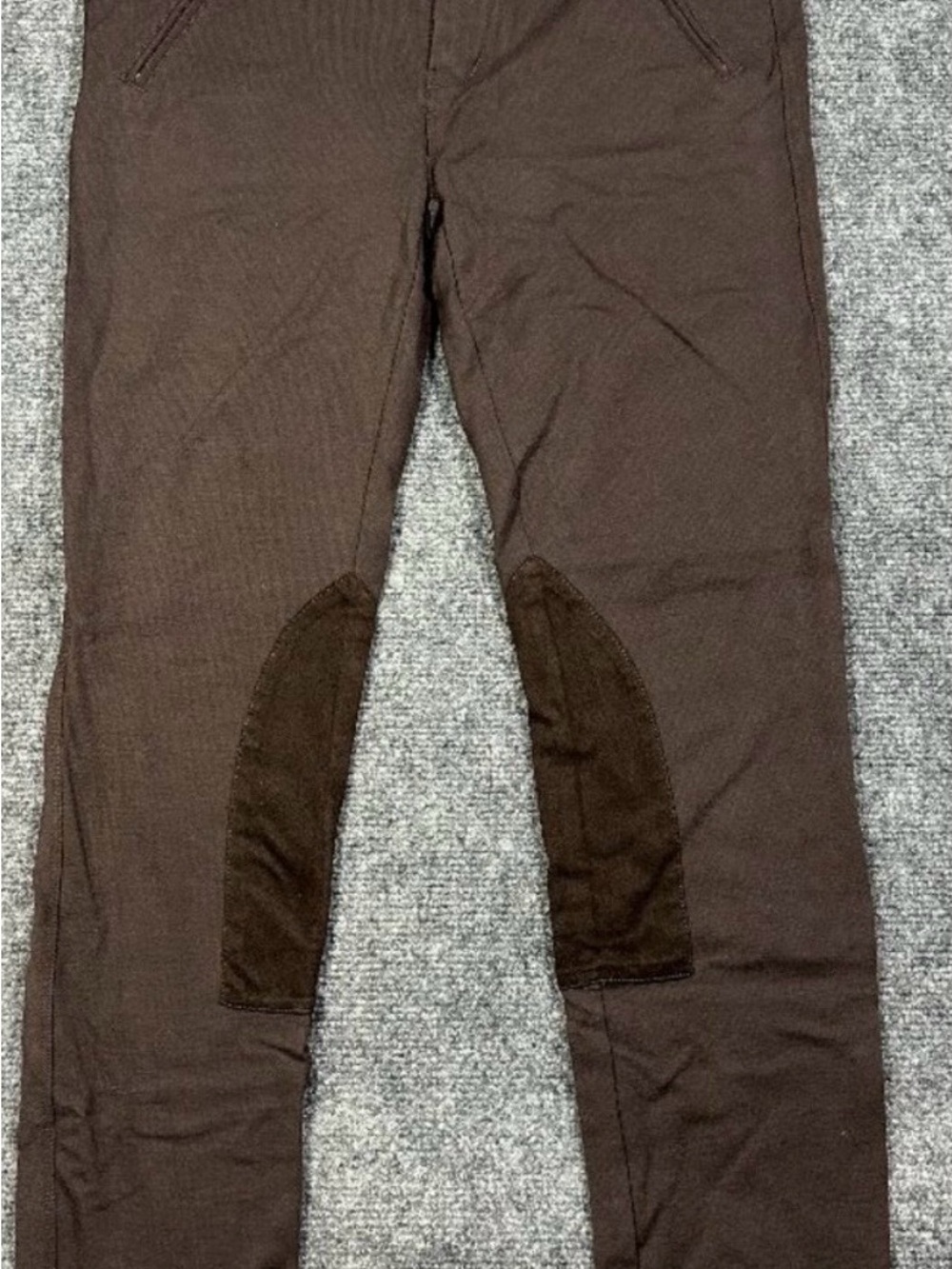 CAbi Brown Ankle Cropped Pants with Knee Patch Detail